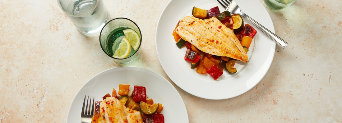 Harissa Plaice with Courgette & Peppers